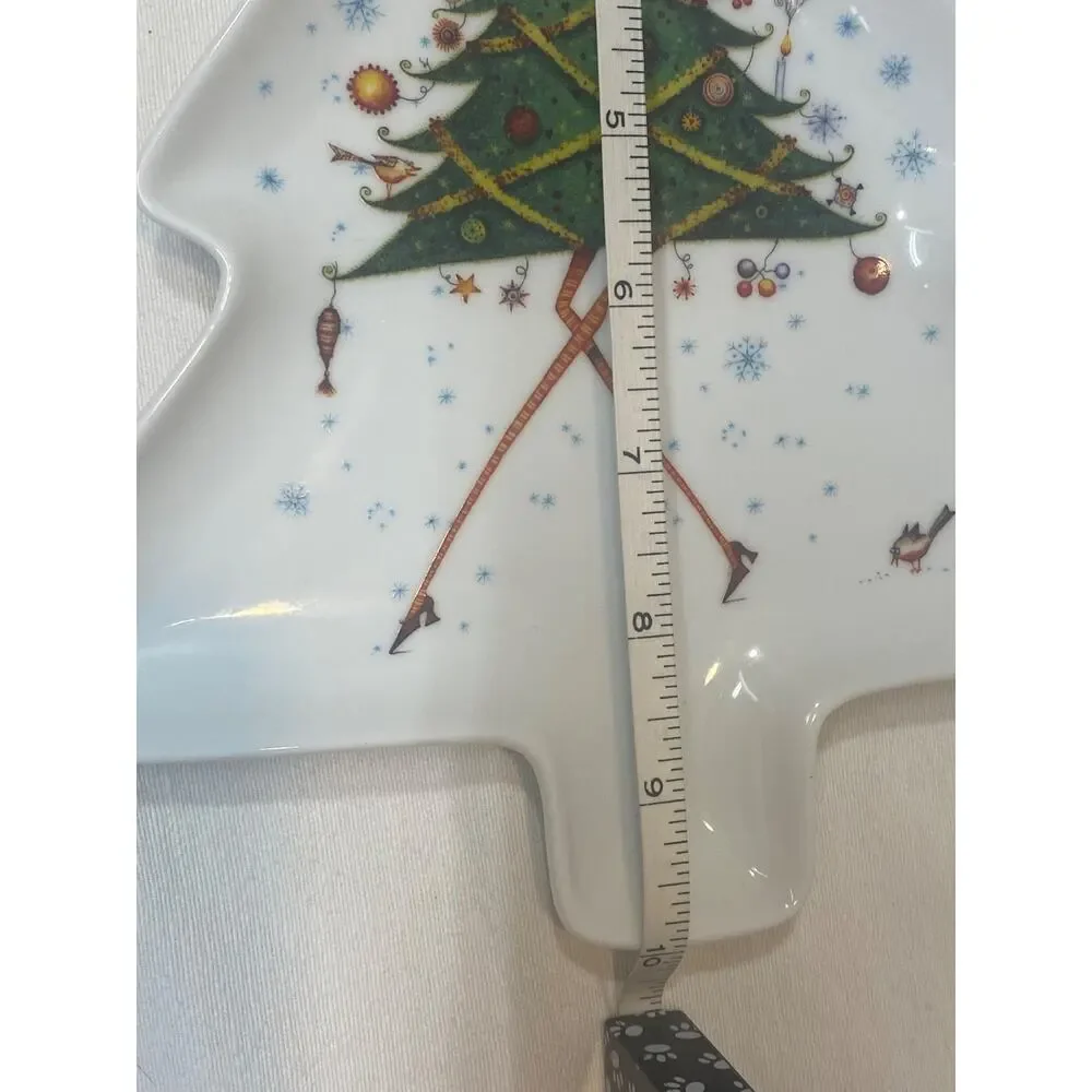 Royal Worcester Clare Mackie Christmas Tree Plate Platter Serving Dish 2005
